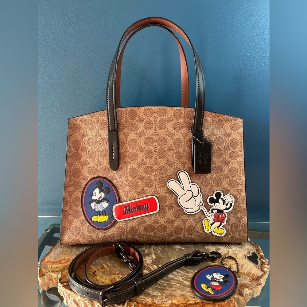 Disney x Coach Charlie Carryall Mickey Mouse Patches and Mickey Charm 69193 NWOT - Picture 17 of 17